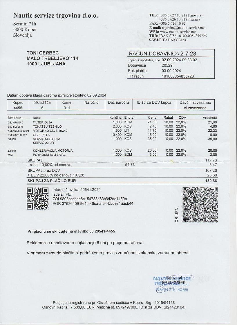 Tohatsu MFS30D EL z komandami, dolga noga - 2023
